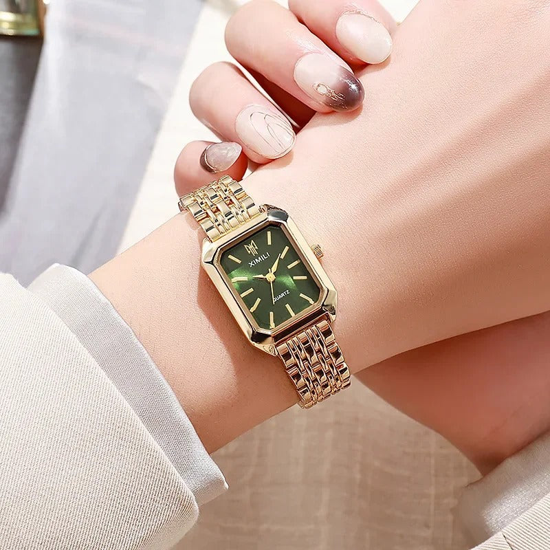 Women's Fashion Square Dial Stainless Steel Strap Quartz Watch