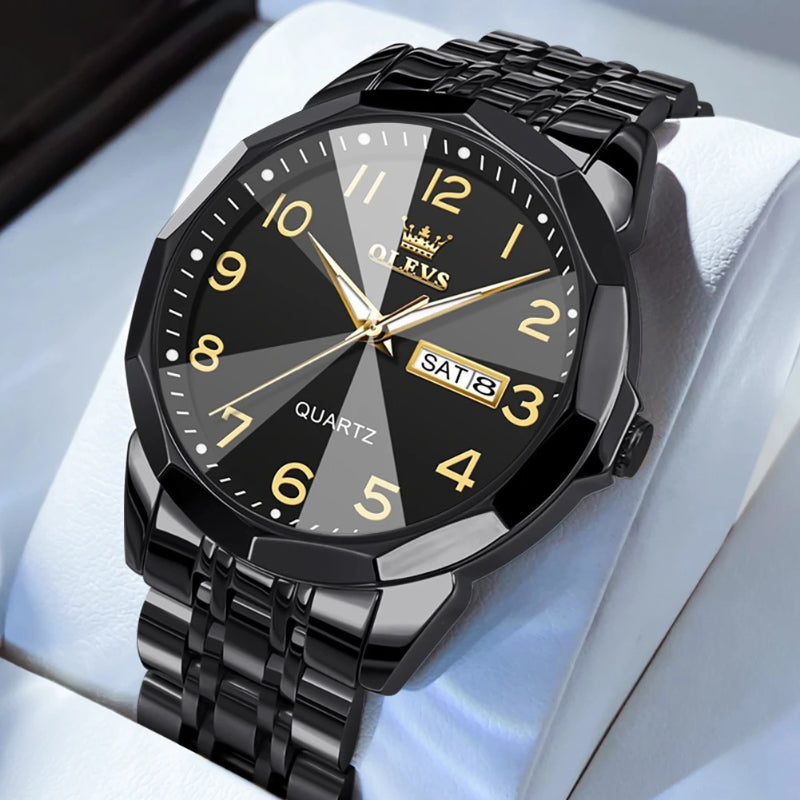 Stainless Steel Diamond Cut Mirror Design Quartz Watch for Men
