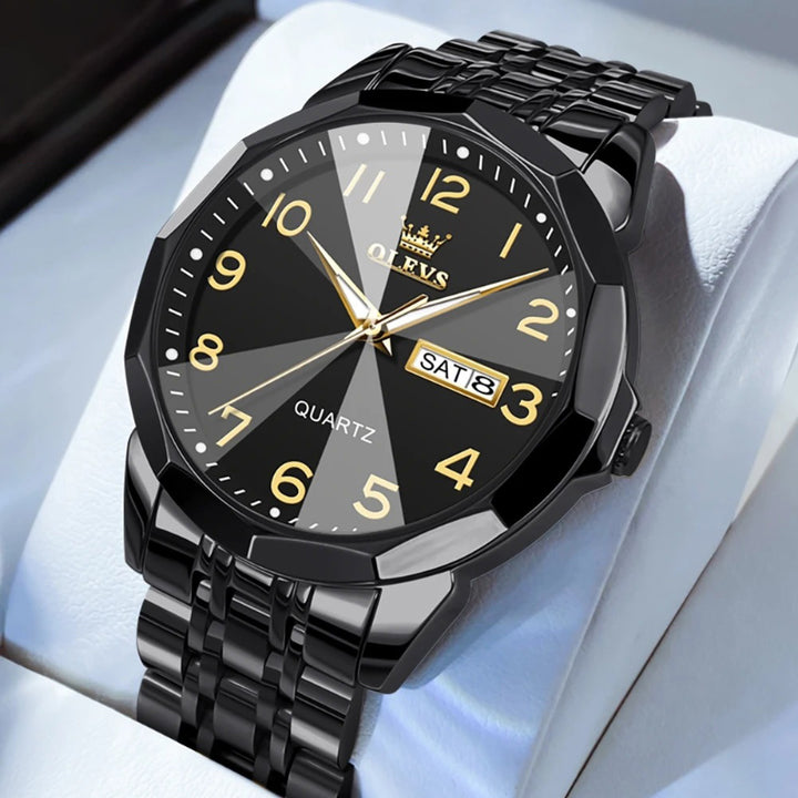 Stainless Steel Diamond Cut Mirror Design Quartz Watch for Men