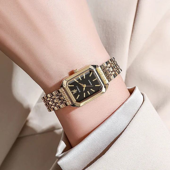 Women's Fashion Square Dial Stainless Steel Strap Quartz Watch