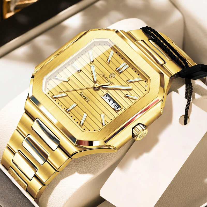 Luminous Modern Case Stainless Steel Men's Quartz Watch