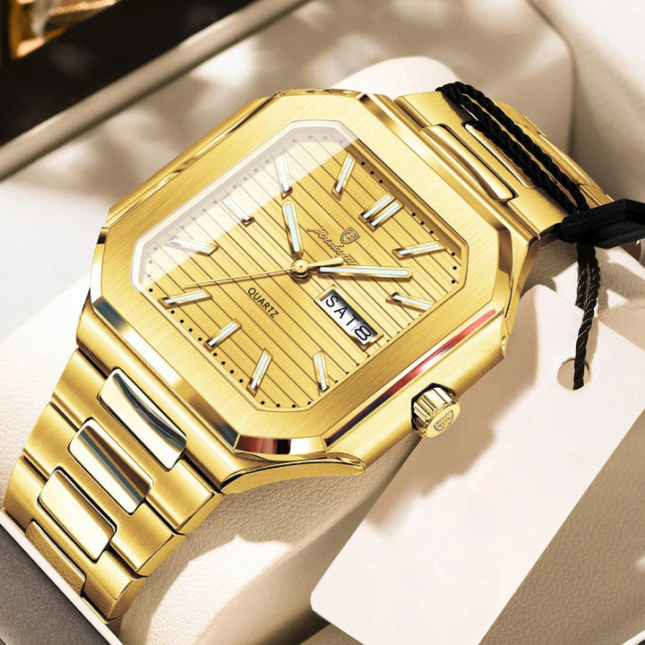 Luminous Modern Case Stainless Steel Men's Quartz Watch