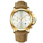 Men's Trendy and Cool Luminous Leather Strap Quartz Watch