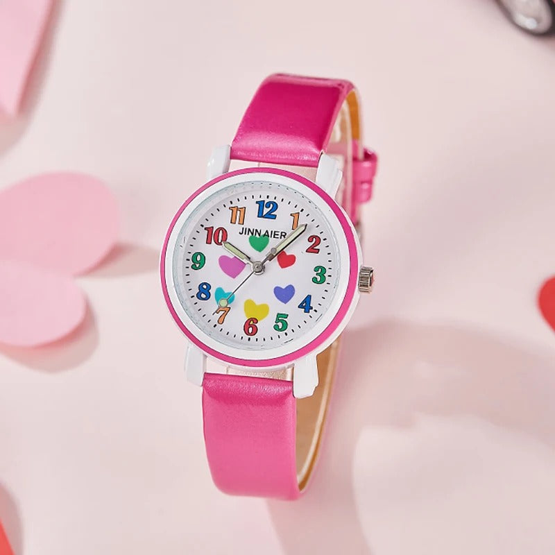 Kids’ Favorite Colorful Heart Pattern Quartz Watches