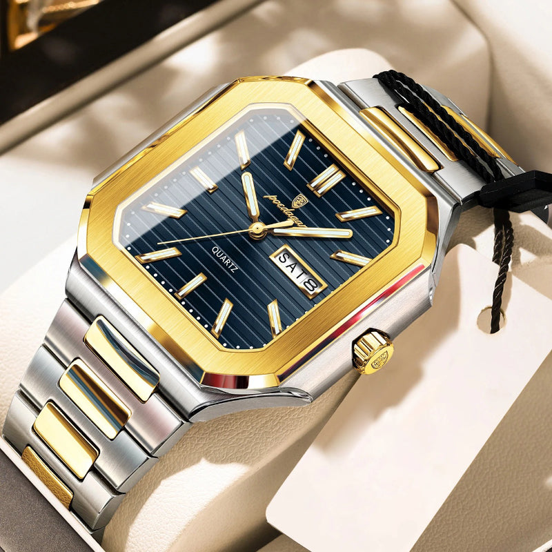 Luminous Modern Case Stainless Steel Men's Quartz Watch