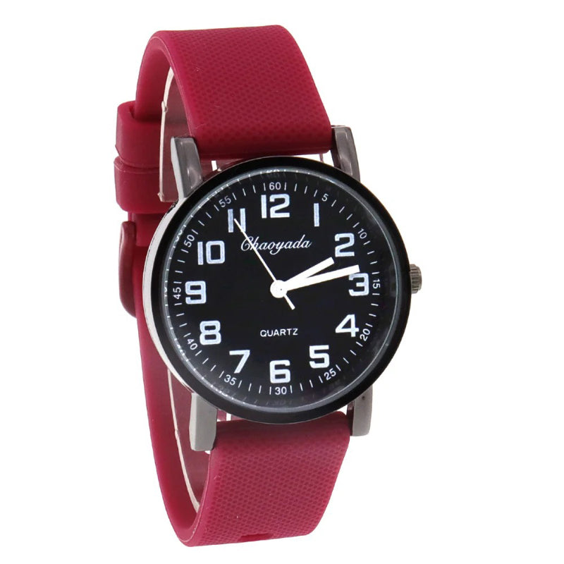Sporty Round Case Silicone Band Quartz Watch for Kids