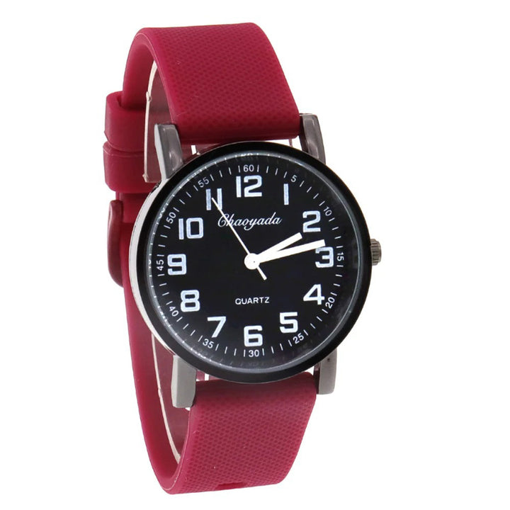 Sporty Round Case Silicone Band Quartz Watch for Kids