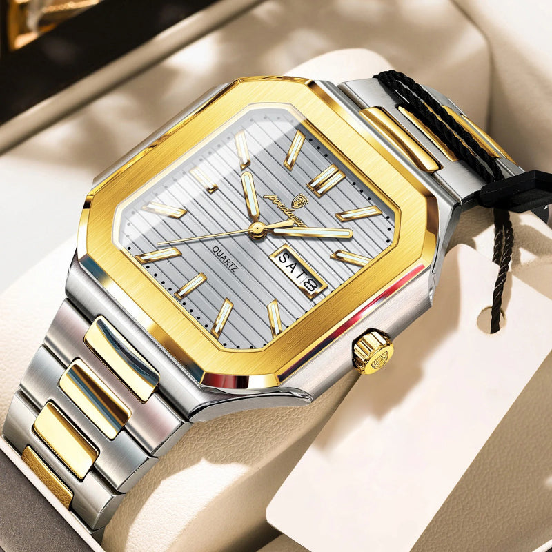 Luminous Modern Case Stainless Steel Men's Quartz Watch