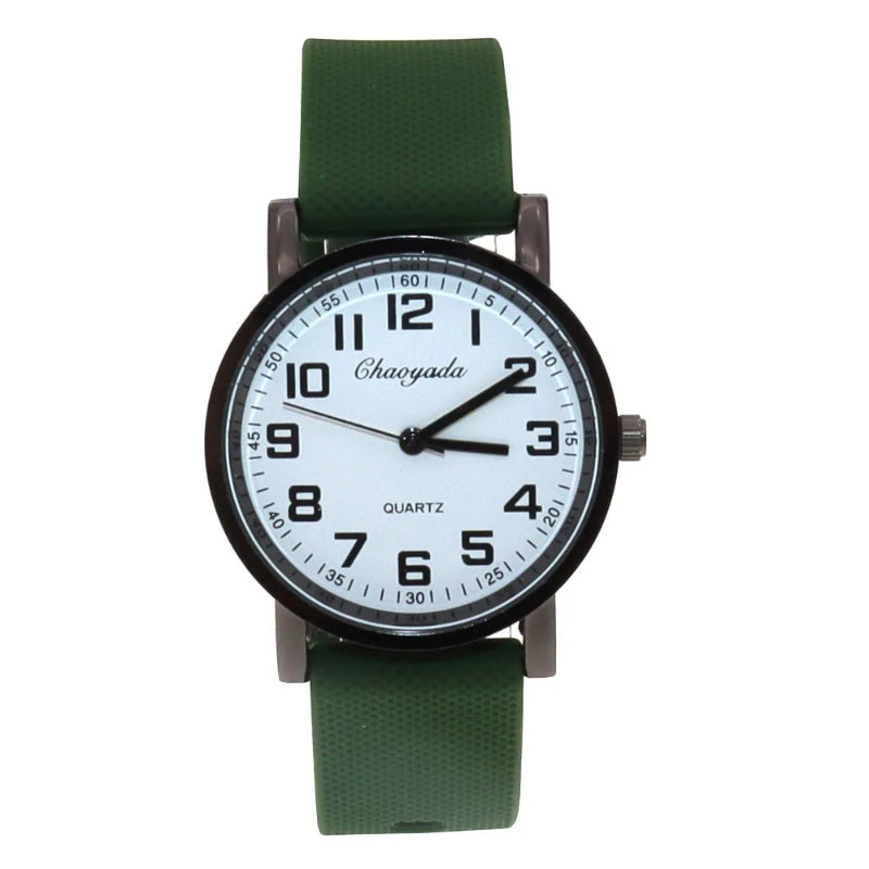 Sporty Round Case Silicone Band Quartz Watch for Kids