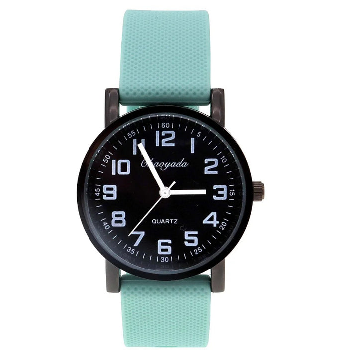 Sporty Round Case Silicone Band Quartz Watch for Kids