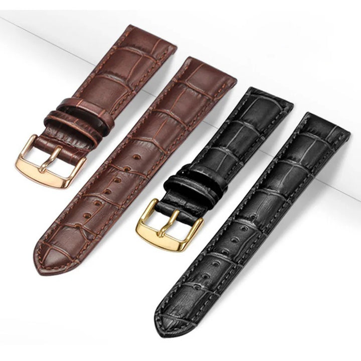 Universal Gold Buckle Leather Replacement Watchbands