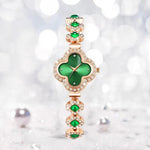 Women's Luxurious Green Four Leaf Clover Dial Fashion Watch