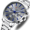 Sleek and Classic Chronograph Dial Display Stainless Steel Watch for Men