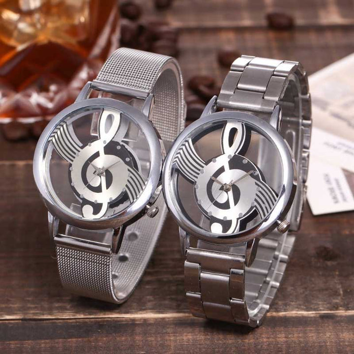 Musical Note Treble Clef Accent Silver Quartz Watches