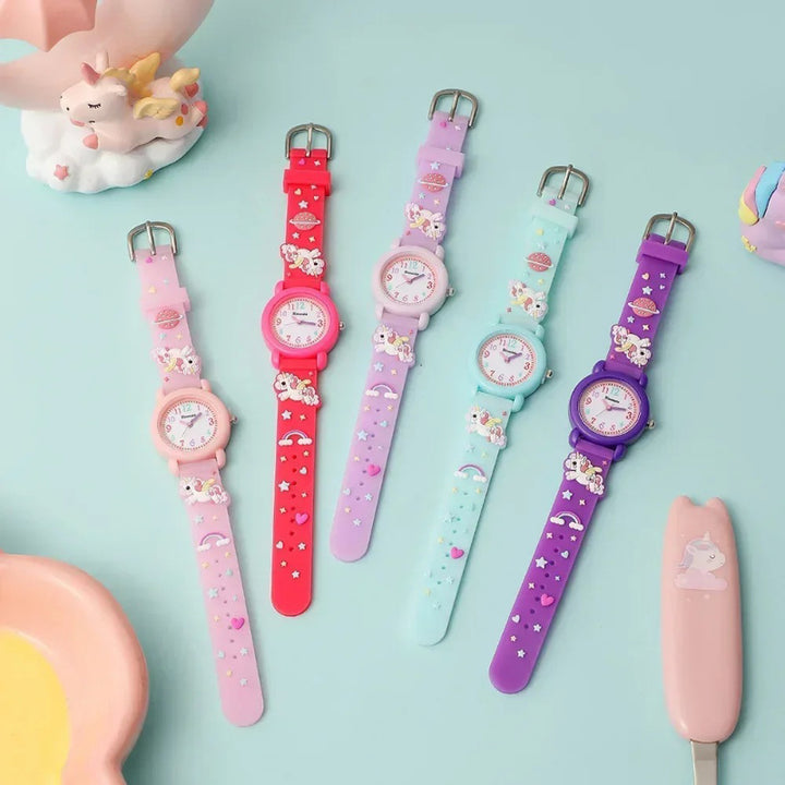 Unicorn Pattern Silicone Strap Kid's Cartoon Watch