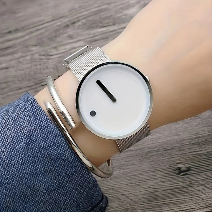 Unique Quartz Watch with Artistic Dot Design for Men and Women