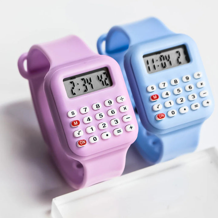 Multi-Purpose Rubber Strap Digital Watch with Calculator for Kids