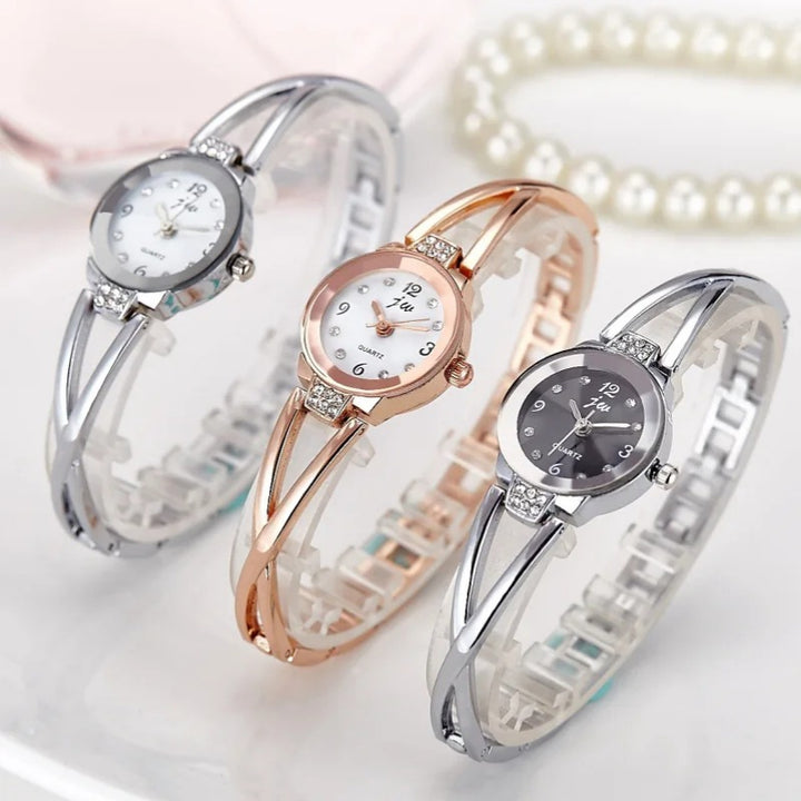 Women's Stainless Steel Small Dial Bracelet Quartz Wristwatch