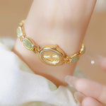 Retro Natural Dongling Stone Chain Women's Bracelet Wristwatch