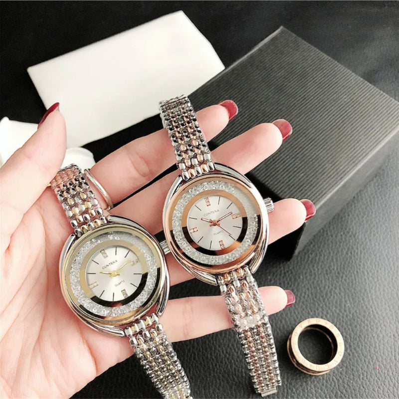 Women's Luxury Stainless Steel Rhinestone Dial Wristwatch