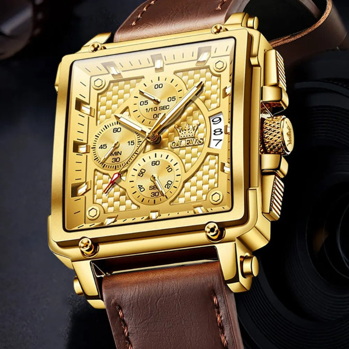 Classic Trend Luminous Square Case Chronograph Quartz Watch