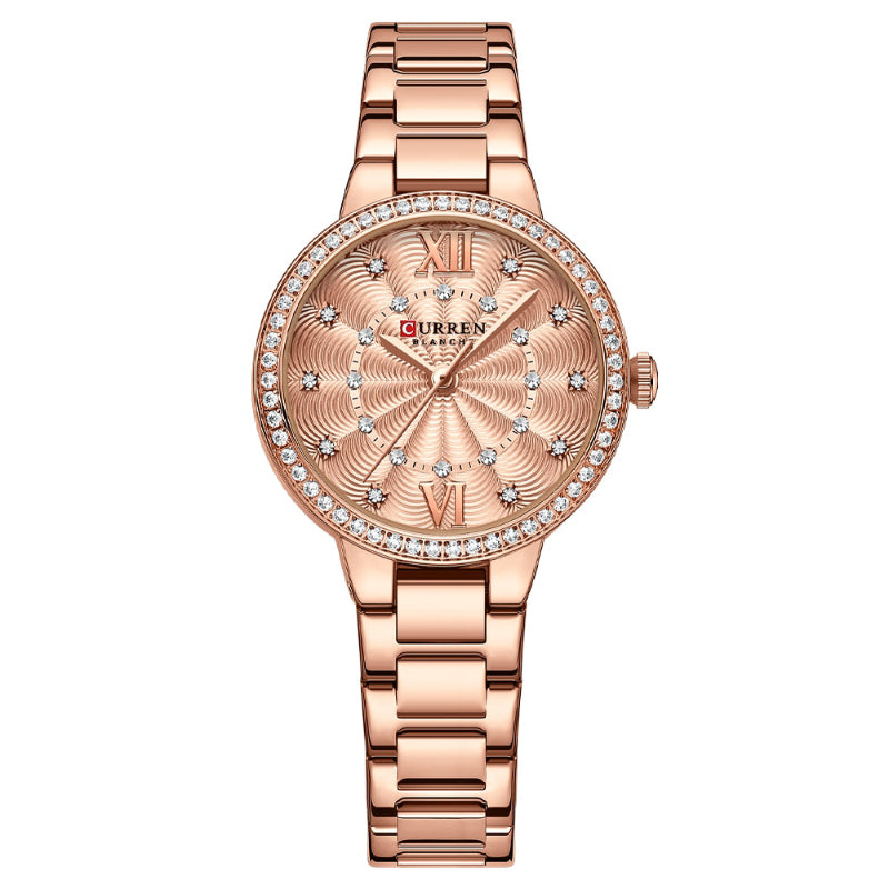 Fancy Rhinestone Studded Luxury Quartz Watch for Women