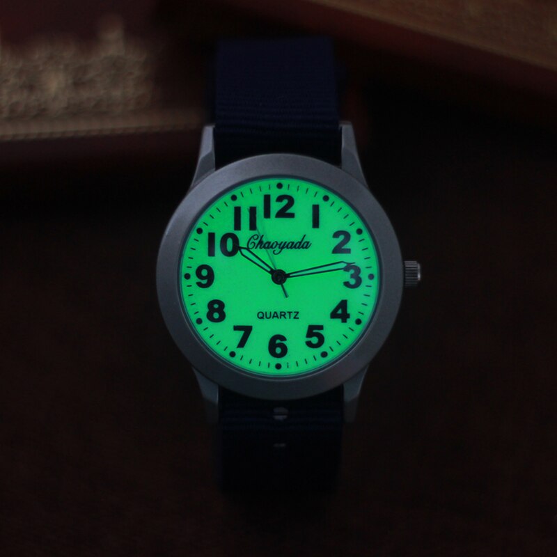 Luminous Quartz Watch with Canvas Strap for Kids