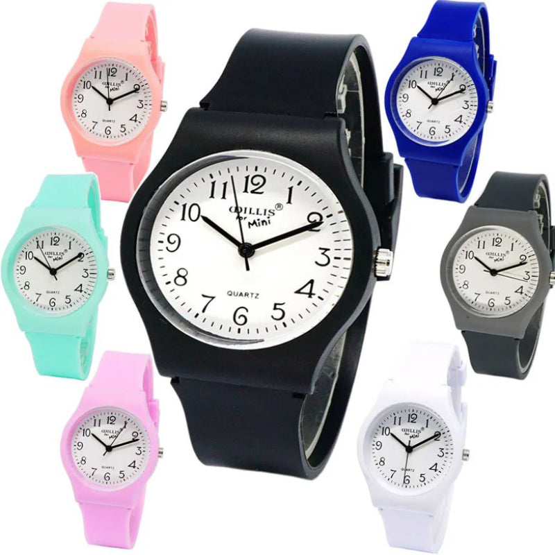 Sleek Round Dial Silicone Strap Quartz Watch for Kids