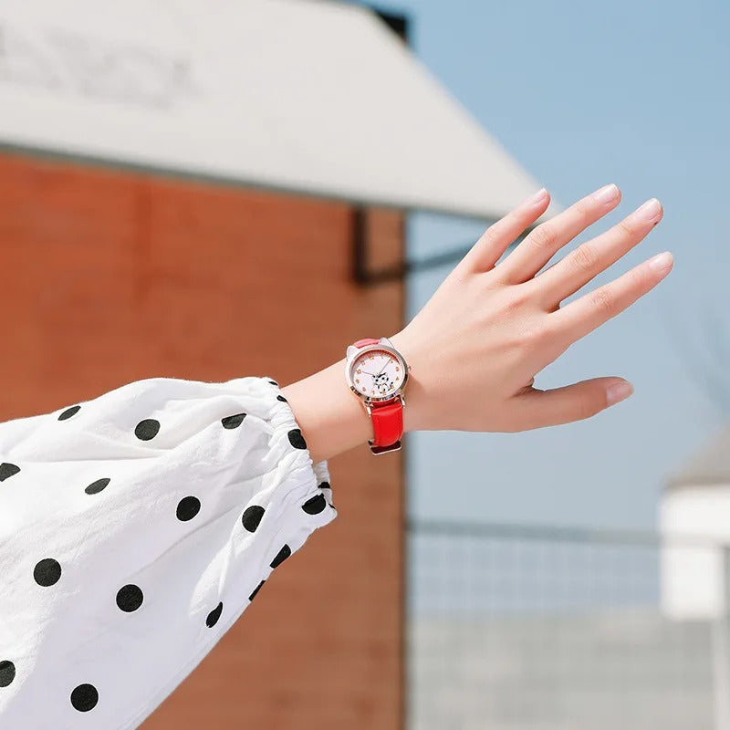 Cute Cat Dial Design Kid's Quartz Watch with Easy-to-Read Time Display