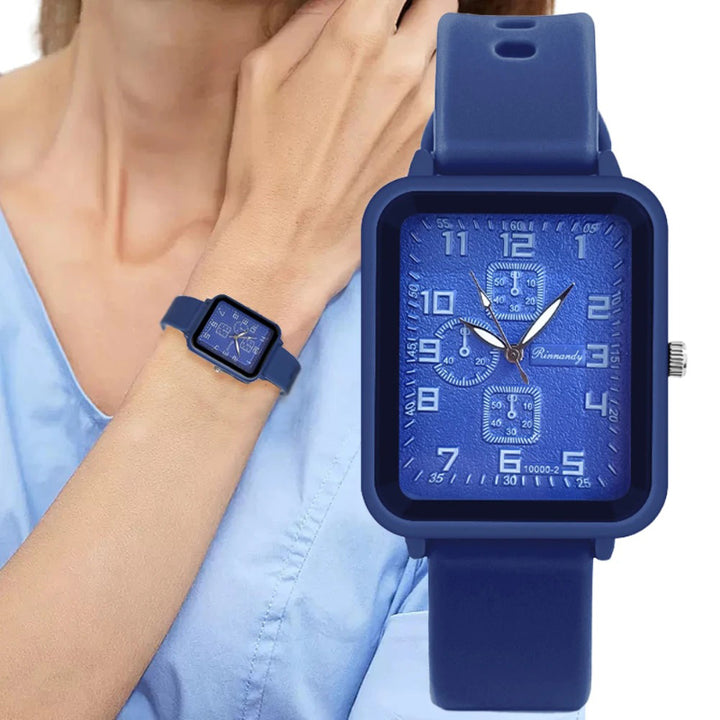 Casual Square Case Silicone Strap Fashion Quartz Wrist Watch