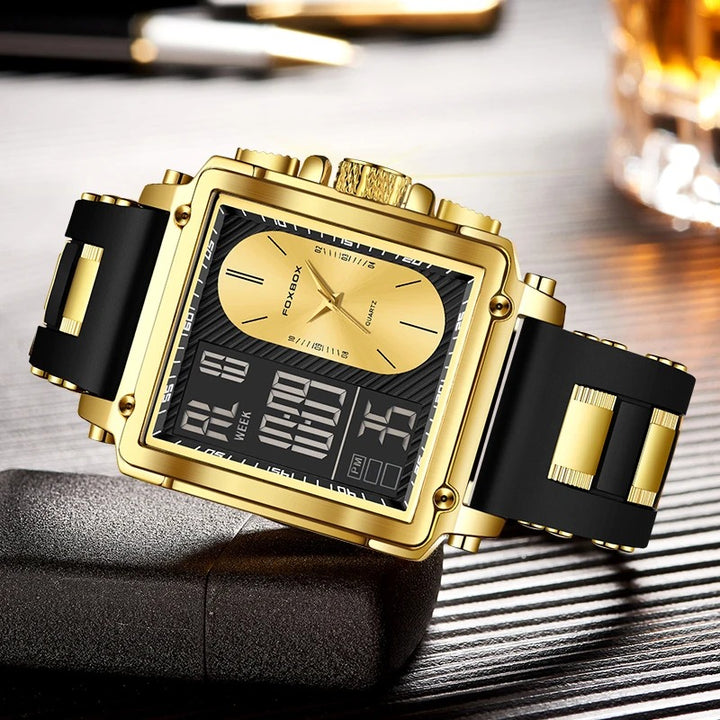 Fashion-Forward Square Case Watch for Men with Multiple Functions