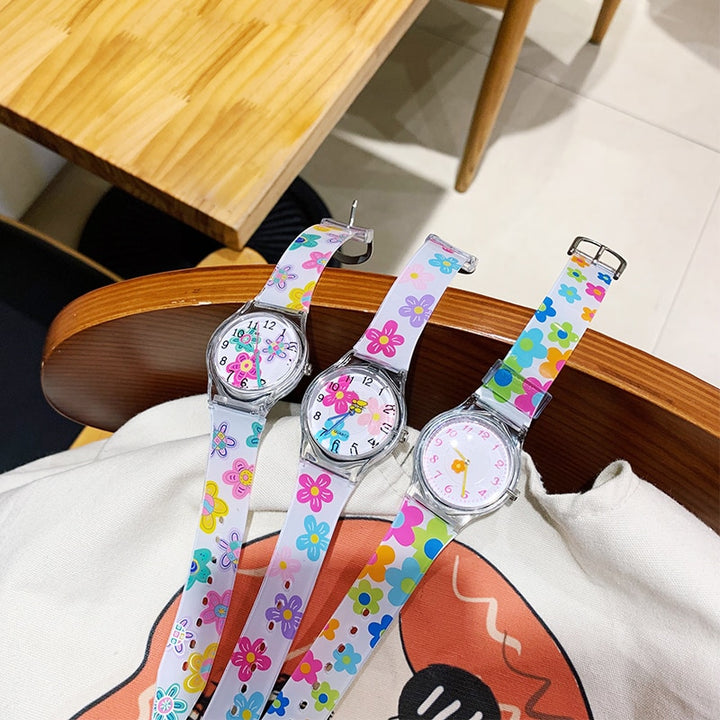 Water-resistant Cartoon Doodle Silicone Quartz Watches for Kids