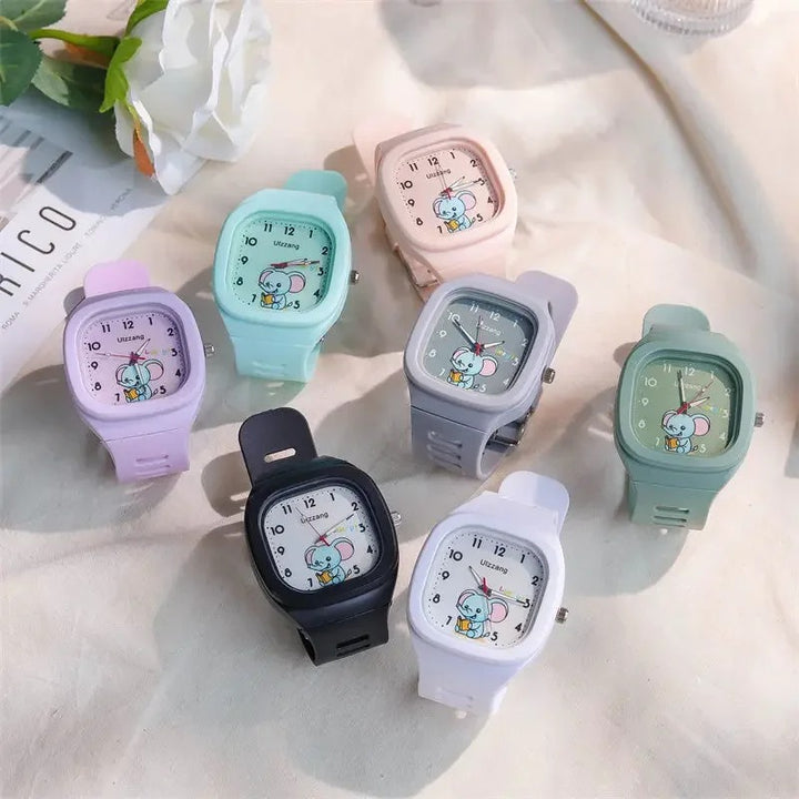 Easy to Read Cute Cartoon Elephant Kid's Wrist Watch