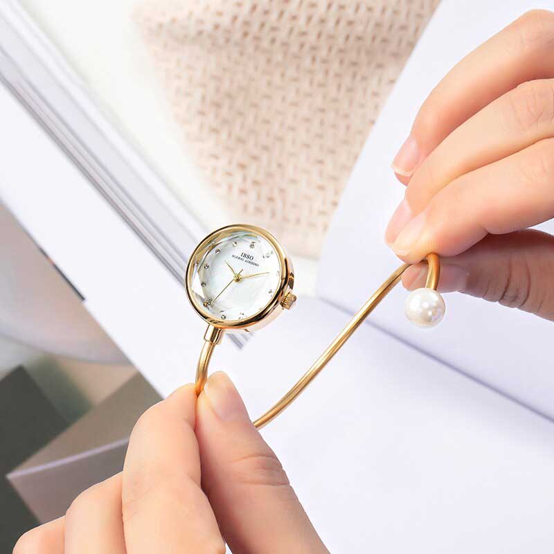 Light and Dainty Bangle Bracelet Quartz Watch for Women