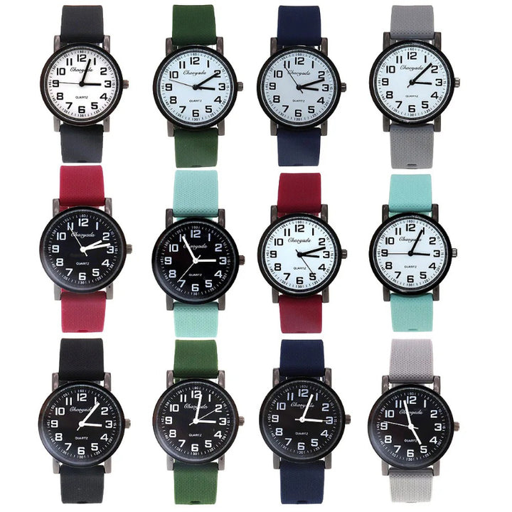 Sporty Round Case Silicone Band Quartz Watch for Kids