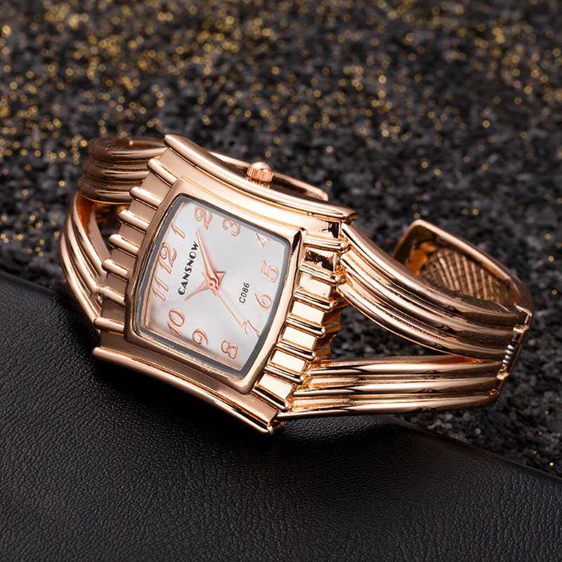 Square Dial Bangle Bracelet Style Quartz Watch