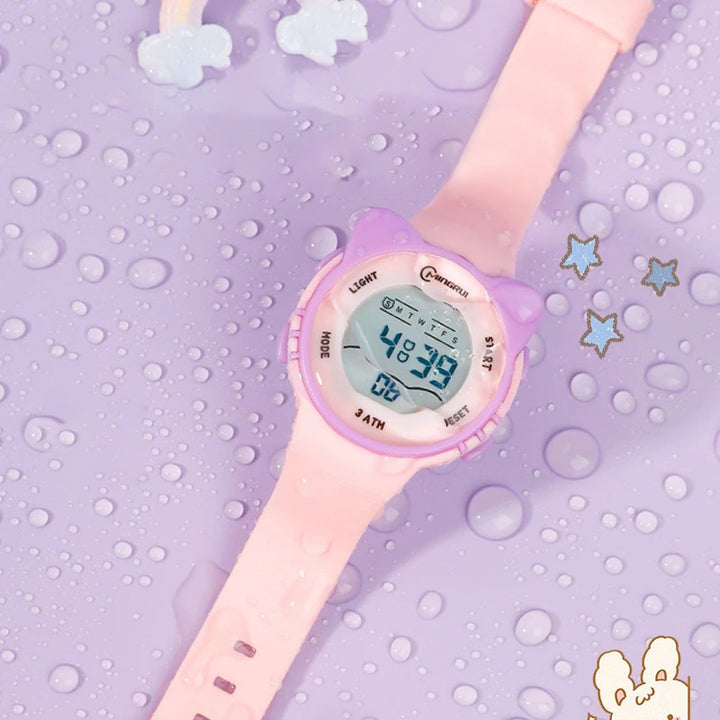 Cartoon Cat Pattern Electronic Kid's Watch