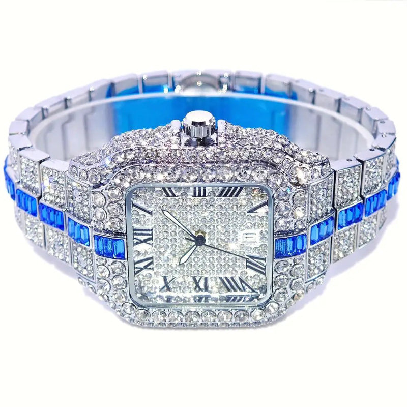 Extravagant Roman Numerals Iced Out Bling Quartz Watch