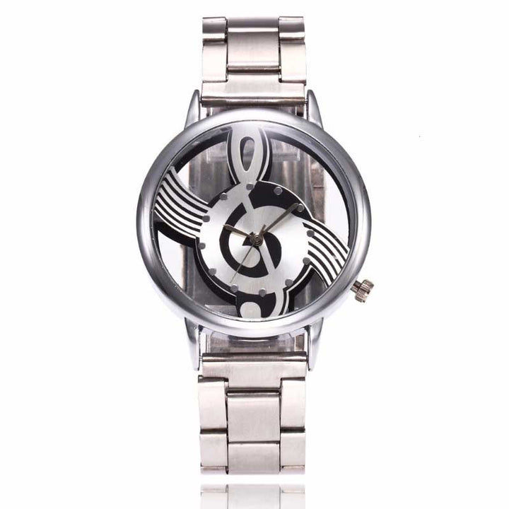 Musical Note Treble Clef Accent Silver Quartz Watches