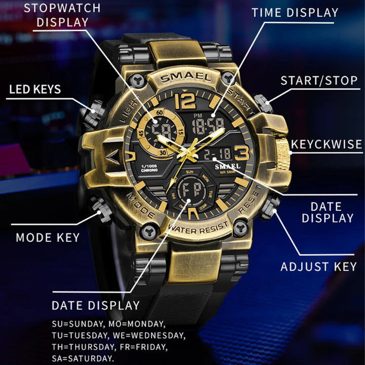 Military-Style Shockproof Men's Sport Watch with Large Dial