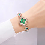 Women's Luxurious Green Four Leaf Clover Dial Fashion Watch