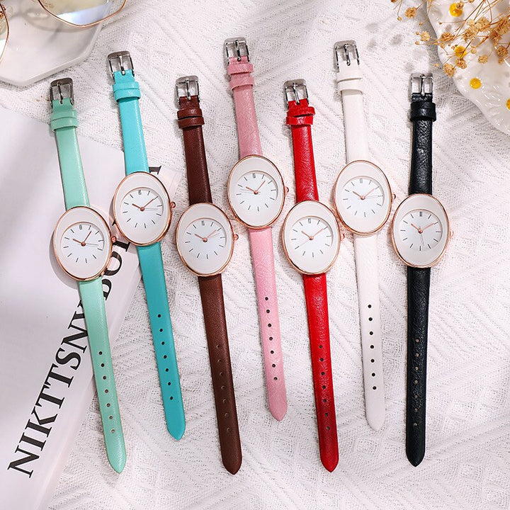 Oval-Shaped Dial Minimalist Quartz Watch for Women