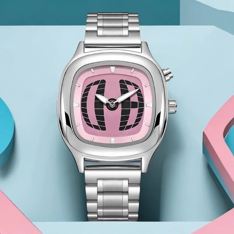 Y2K Pointer Number Dual Display Stainless Steel Men's Watch