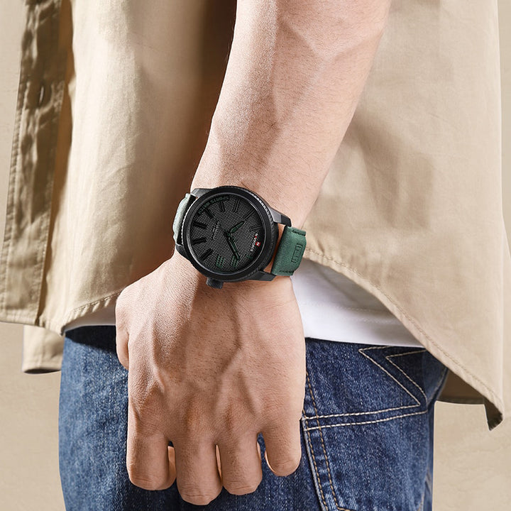 Men's Casual Sports Watch with Soft Leather Strap