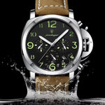 Men's Trendy and Cool Luminous Leather Strap Quartz Watch