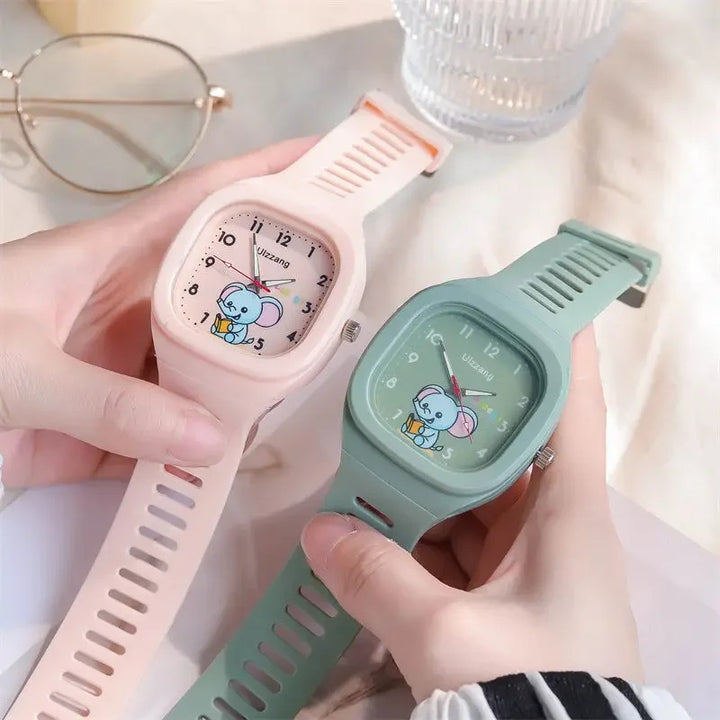 Easy to Read Cute Cartoon Elephant Kid's Wrist Watch