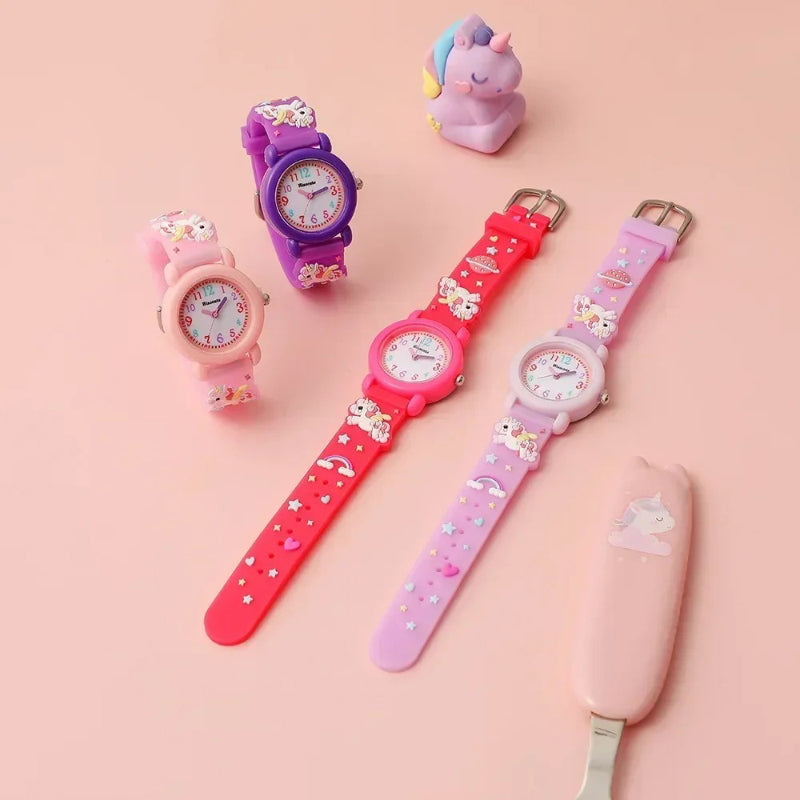 Unicorn Pattern Silicone Strap Kid's Cartoon Watch