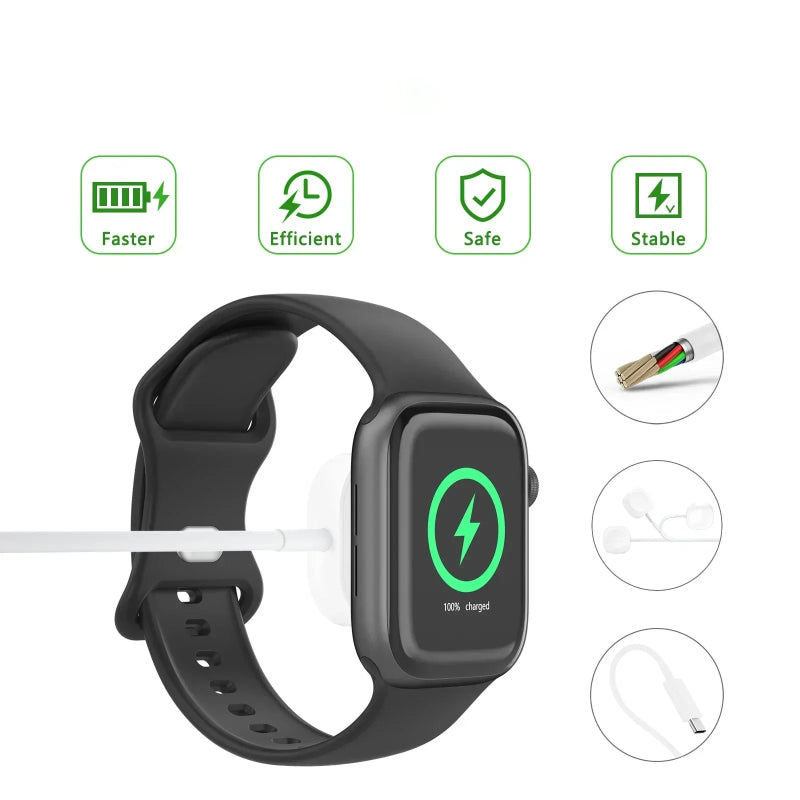 High-Efficiency Portable Magnetic Smartwatch Charging Cable