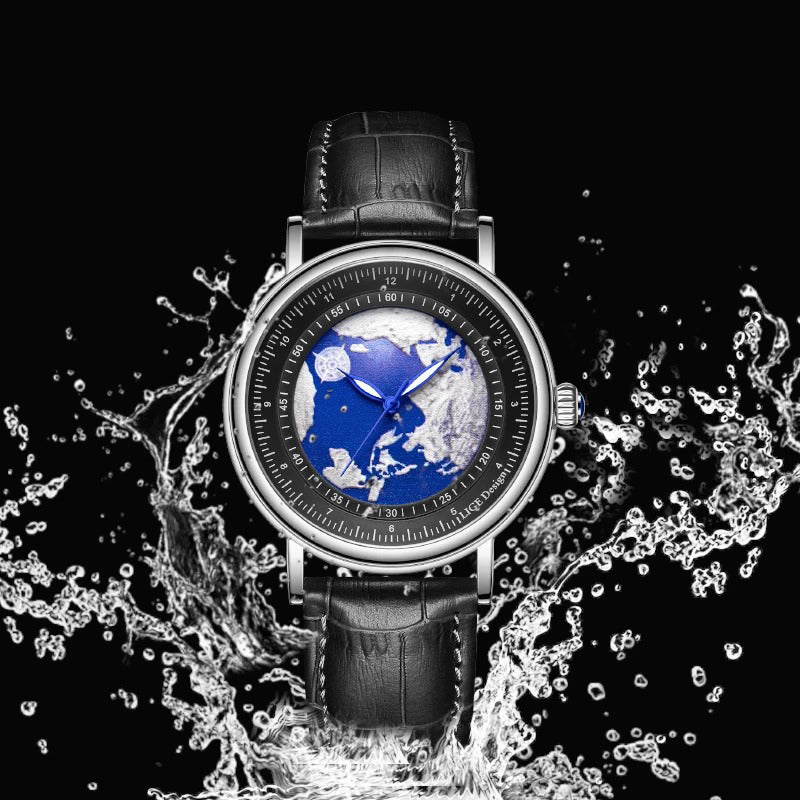 Travel-inspired Aesthetic World Map Dial Quartz Watch