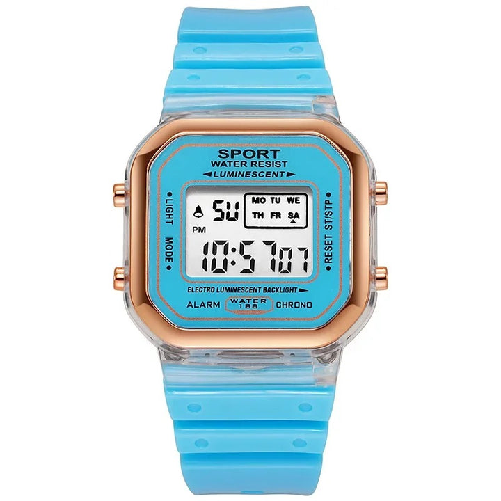 Multi-color Digital LED Display Sports Watch with Soft Rubber Strap